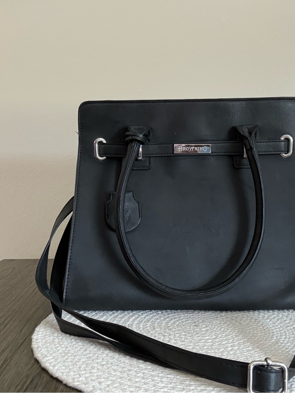Browning Black Structured Satchel with Top Handles